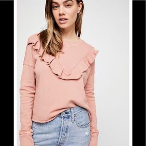 NWT Free People Ooh La Ruffle Pullover small